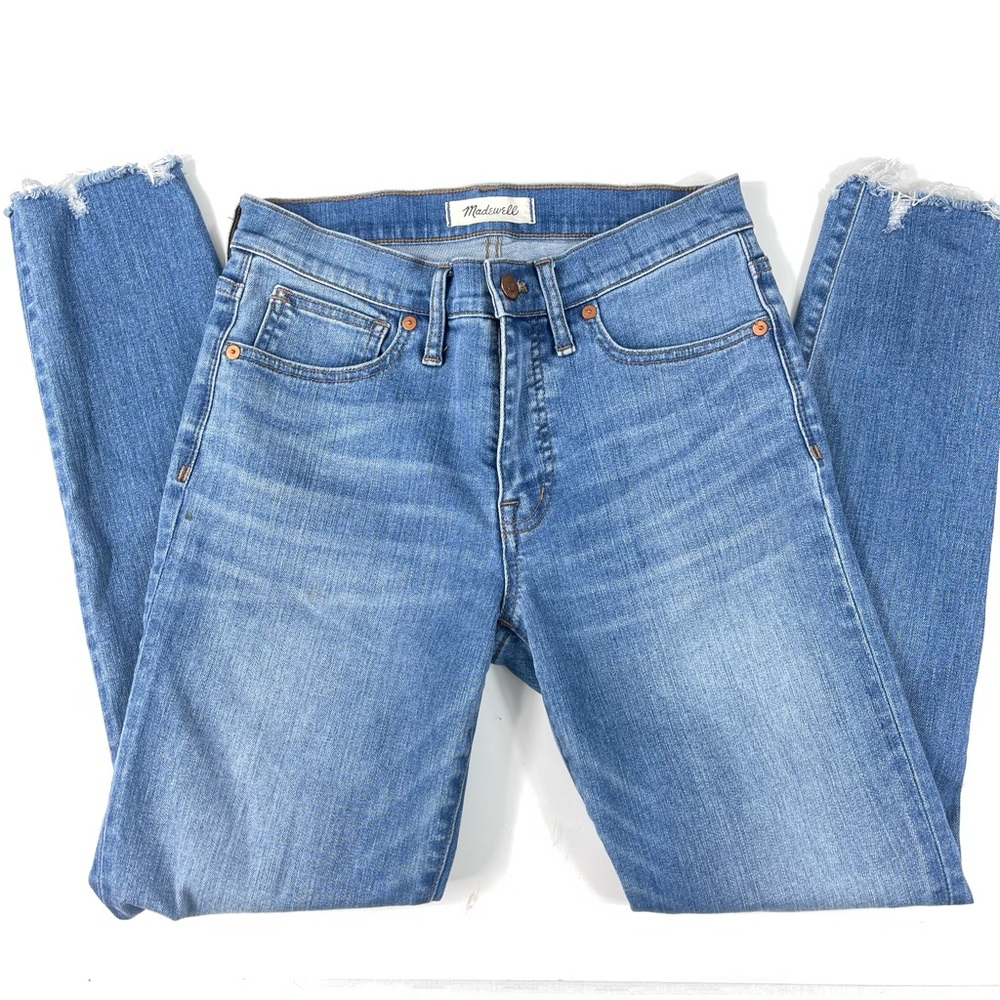 MADEWELL skinny JEANS 9” mid-rise Distressed medium wash blue denim jeans 27 - Picture 3 of 11